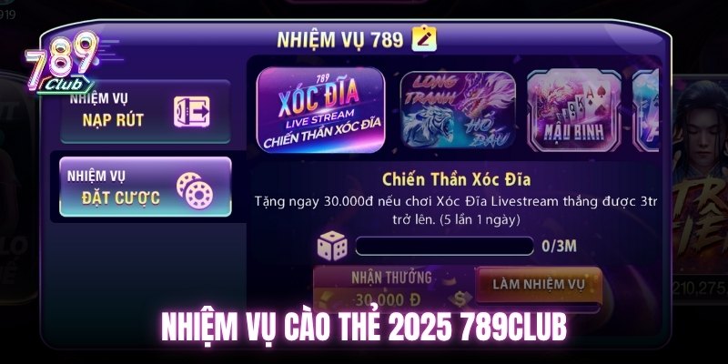 Nhiệm vụ cào thẻ 2025 789Club