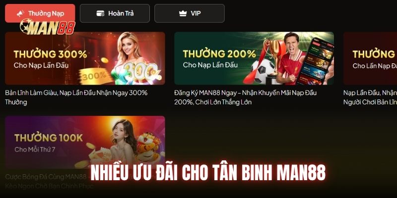 Nhiều ưu đãi cho tân binh Man88